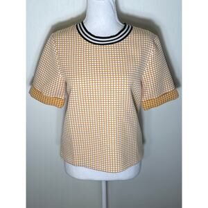 Buru Yellow Windowpane Short Sleeve Top Sz S
